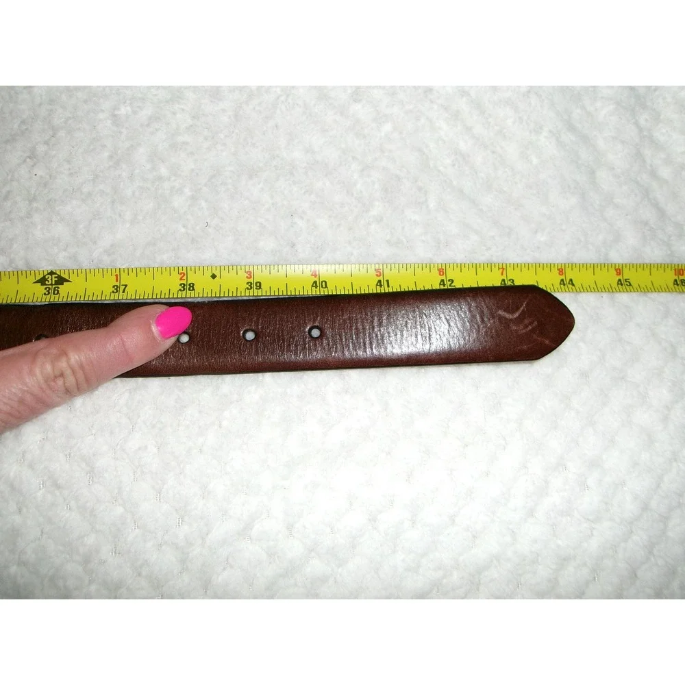 J.Crew Mens 38 Leather Belt Brown Italian Leather Silver Buckle K0966